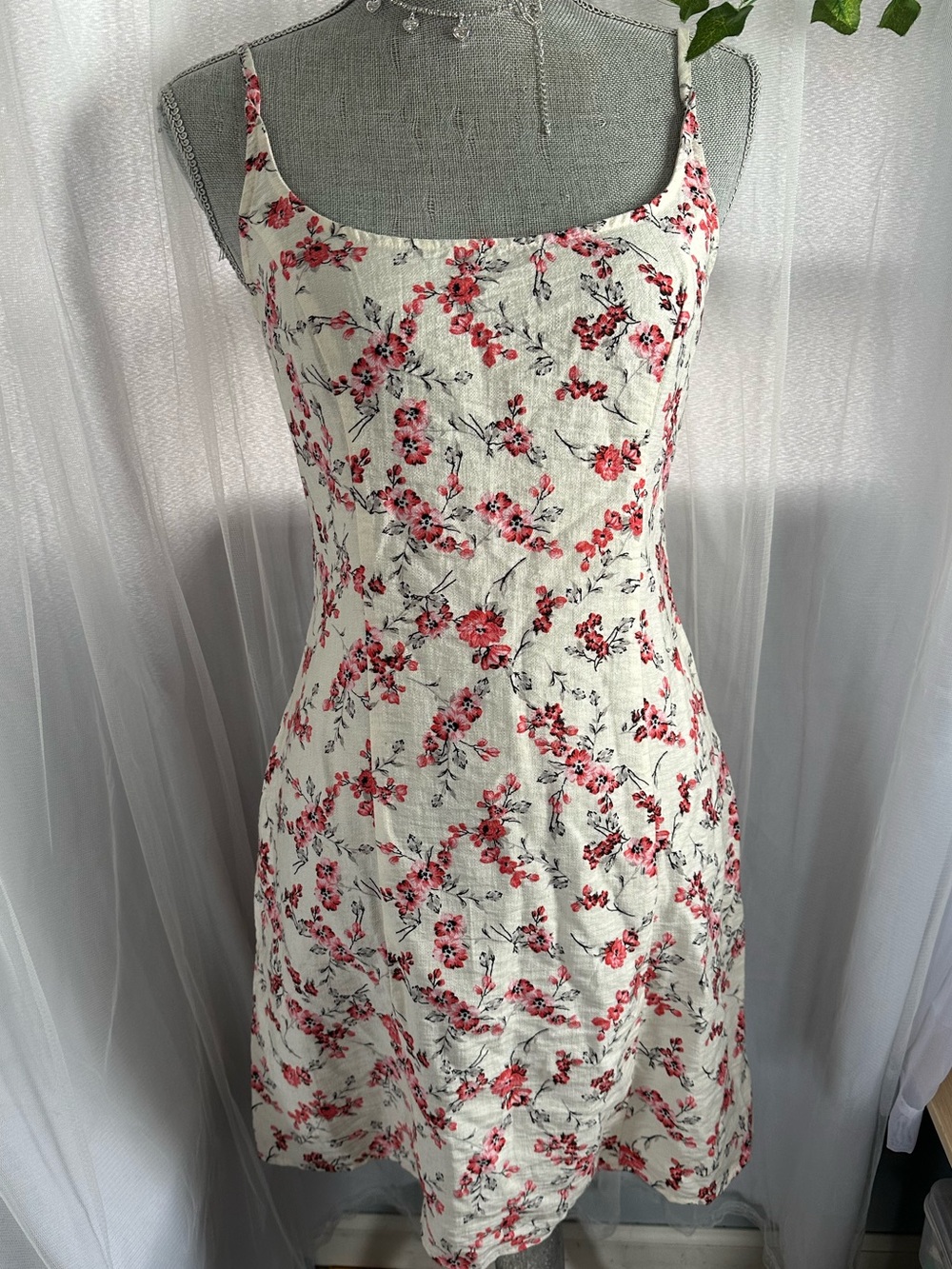 a new day Cream Mini Dress with Pink Floral Print